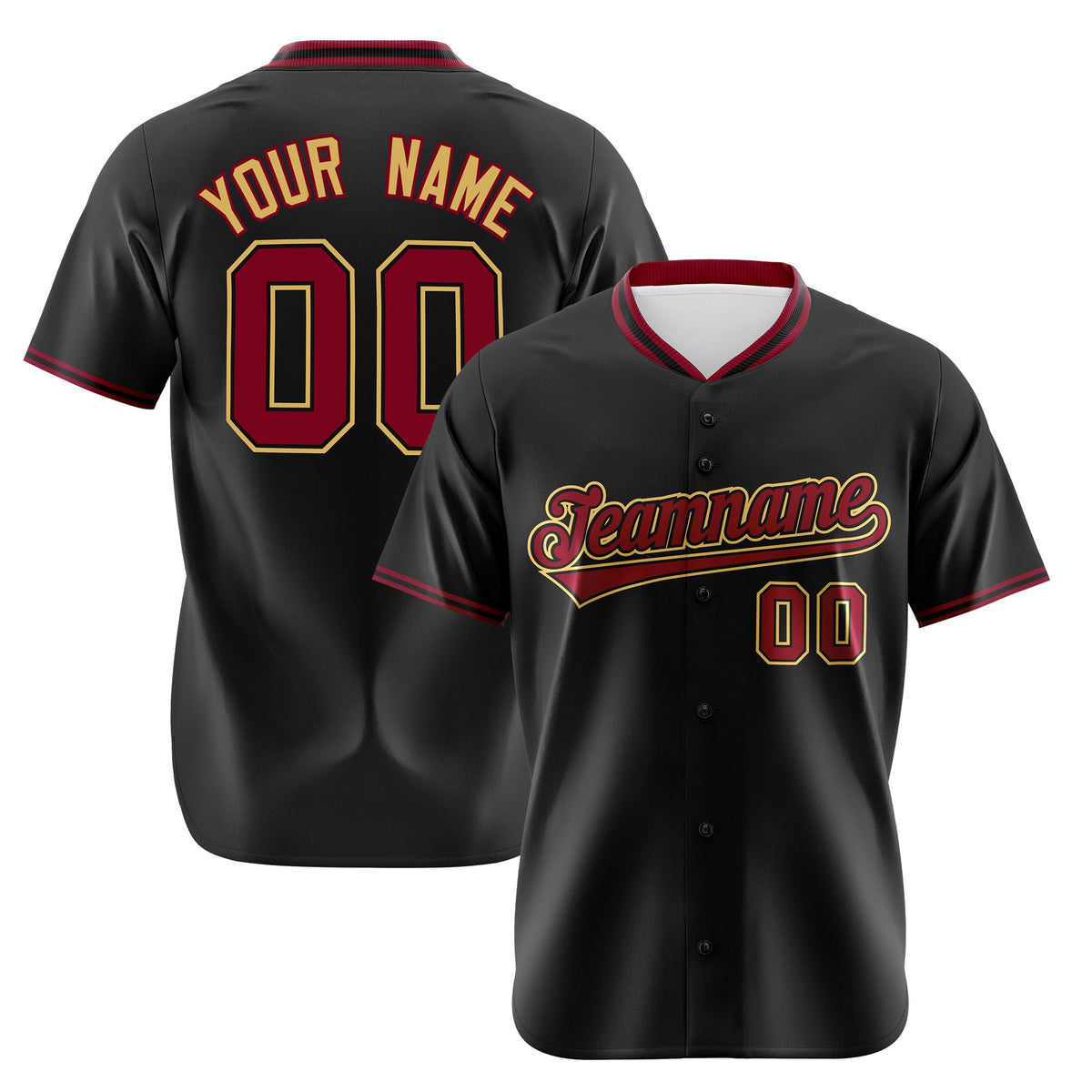 Custom Black Crimson Old Gold Authentic Baseball Jersey