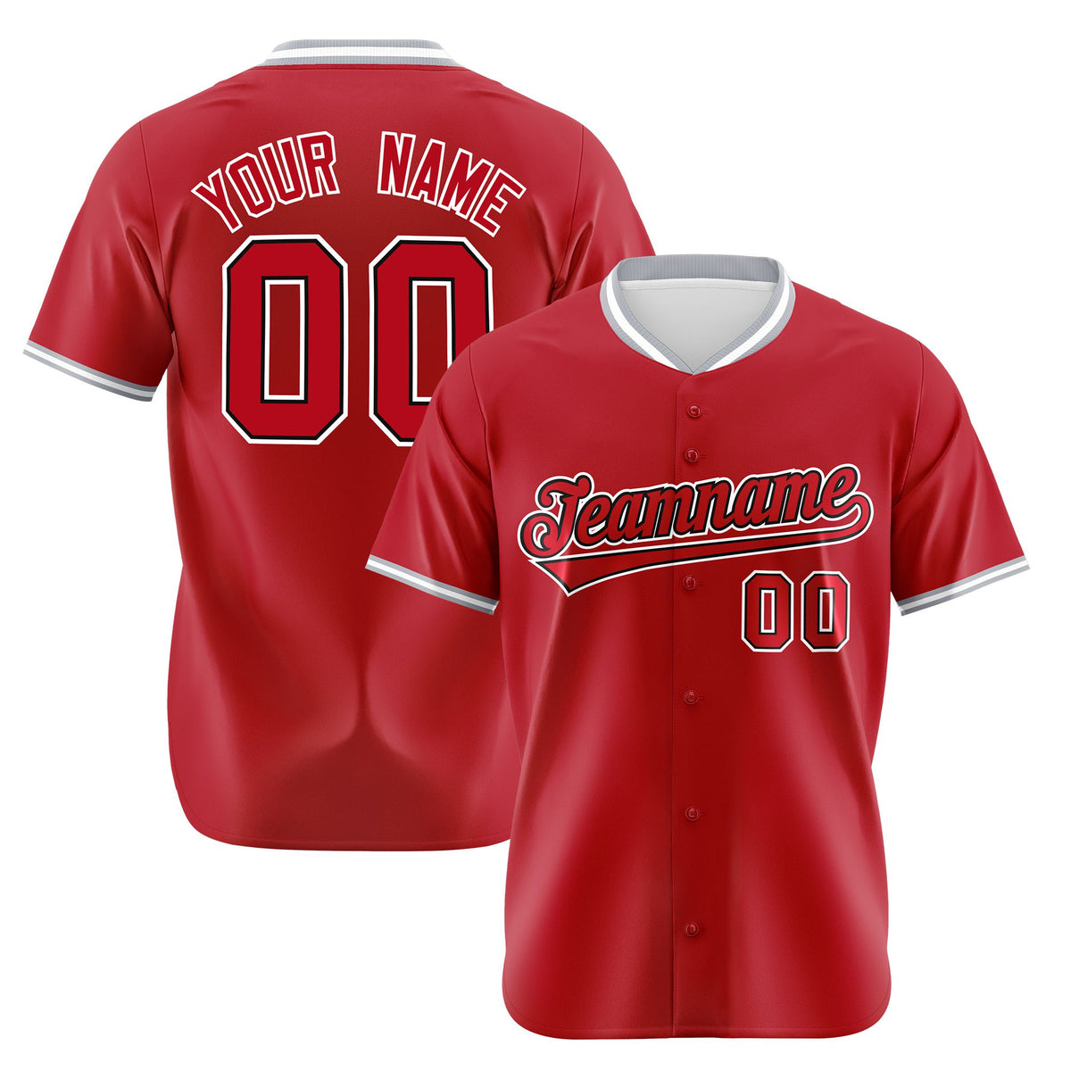 Custom Red Gray White Authentic Baseball Jersey