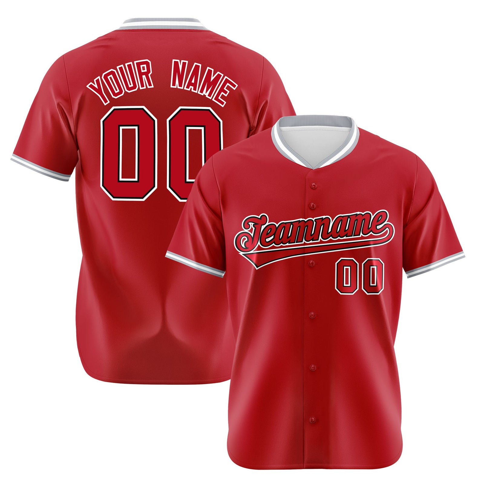 Custom Red Gray White Authentic Baseball Jersey