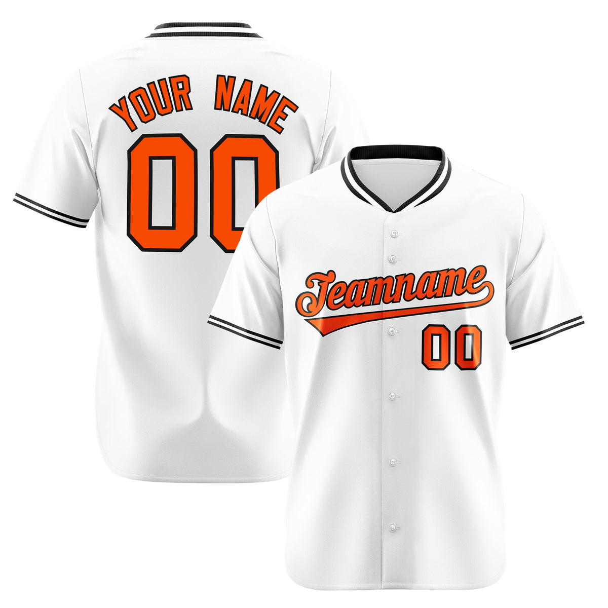Custom White Orange Black Authentic Baseball Jersey