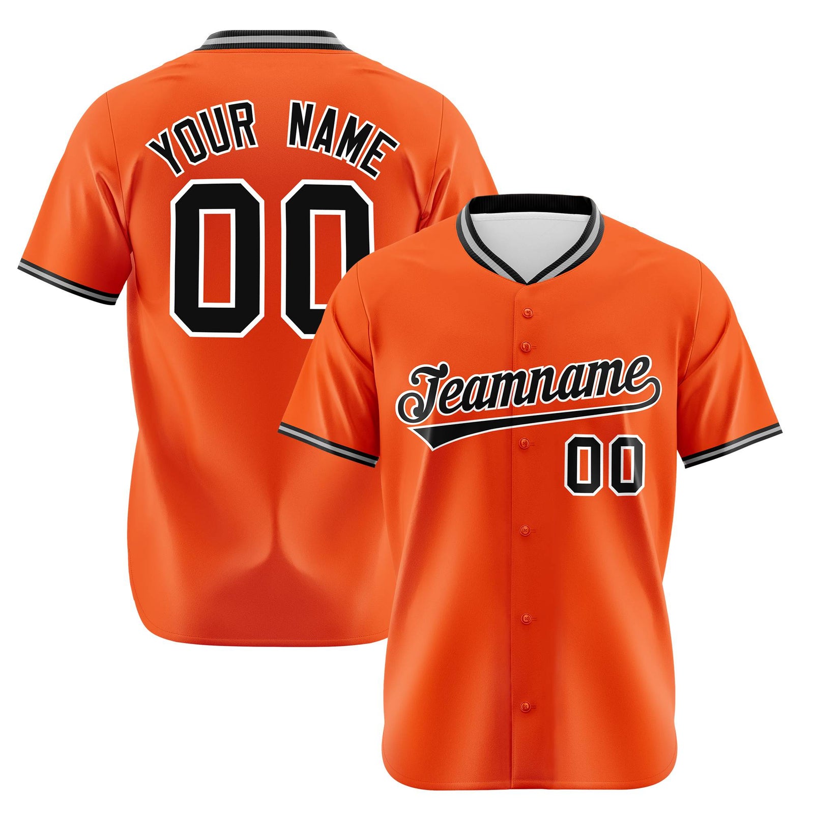 Custom Orange Black White Authentic Baseball Jersey