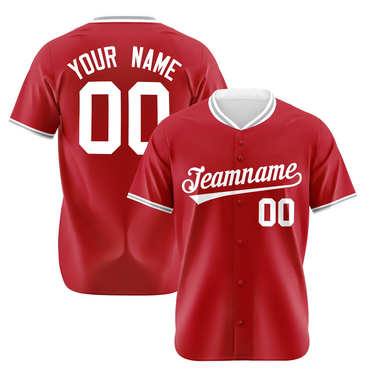 Custom Red Gray White Authentic Baseball Jersey