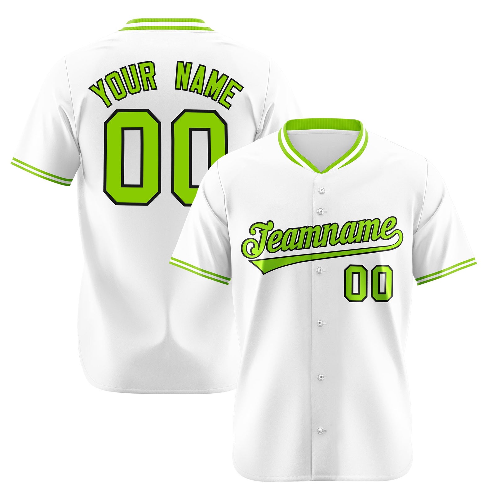 Custom White Neon Green Authentic Baseball Jersey