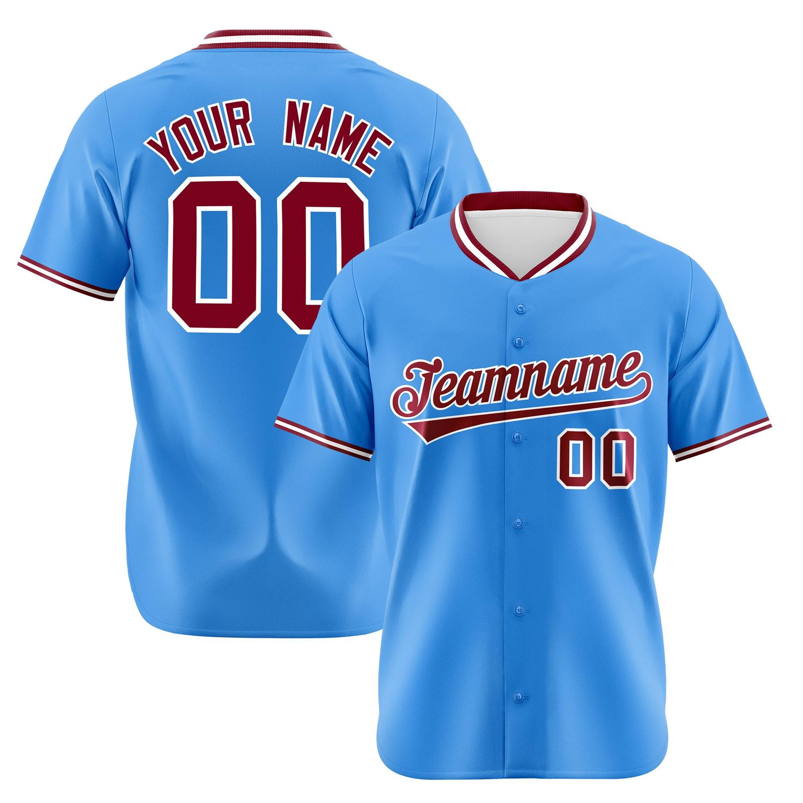 Custom Powder Blue Crimson White Authentic Baseball Jersey