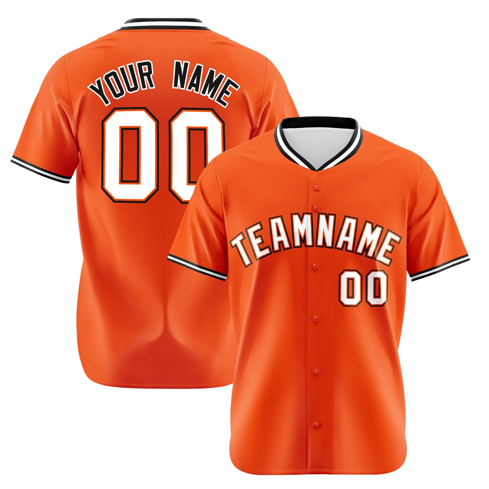 Custom Orange Black White Authentic Baseball Jersey