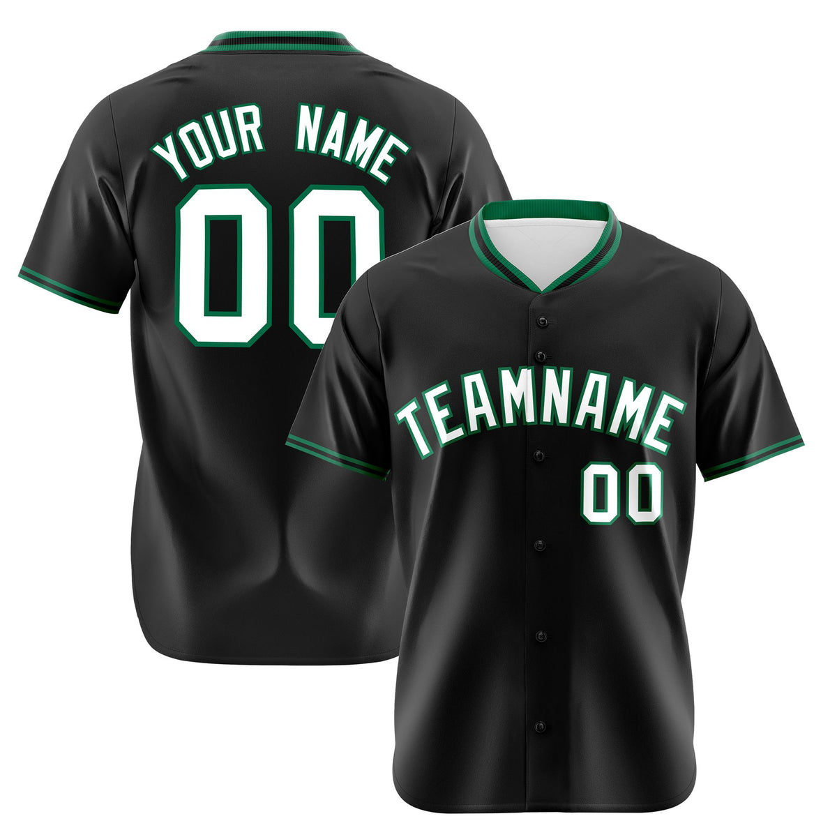Custom Black Kelly Green White Authentic Baseball Jersey