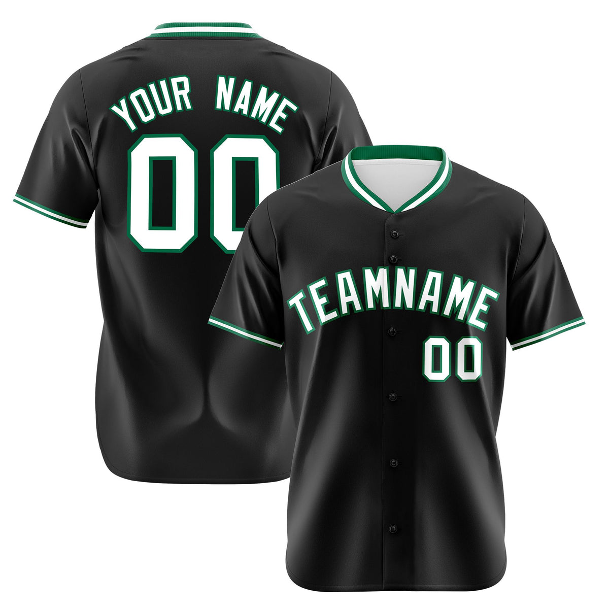 Custom Black Kelly Green White Authentic Baseball Jersey