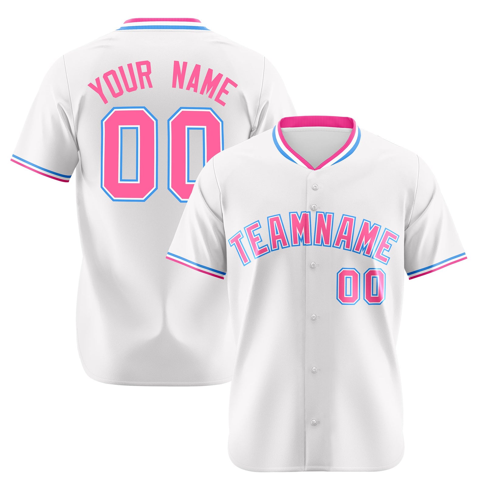 Custom White Pink Authentic Baseball Jersey