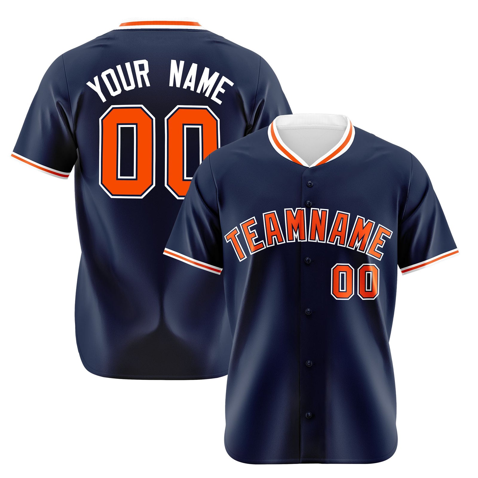 Custom Navy Orange White Authentic Baseball Jersey