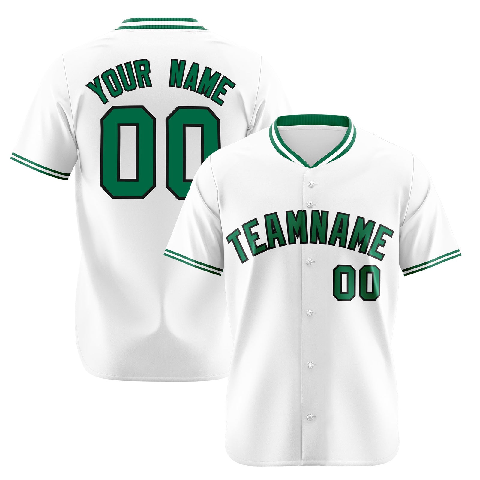 Custom White Kelly Green Black Authentic Baseball Jersey