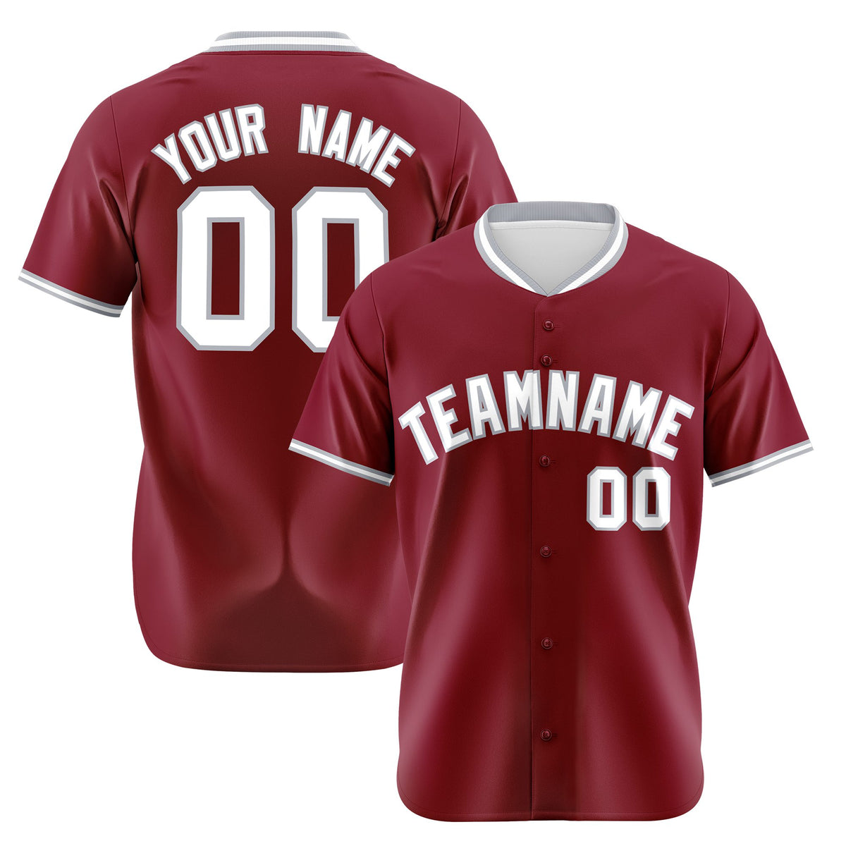 Custom Crimson Gray White Authentic Baseball Jersey