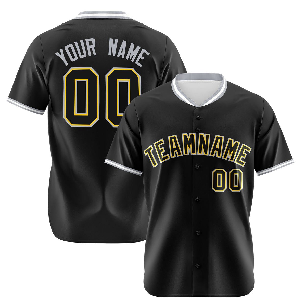 Custom Black Gold White Authentic Baseball Jersey