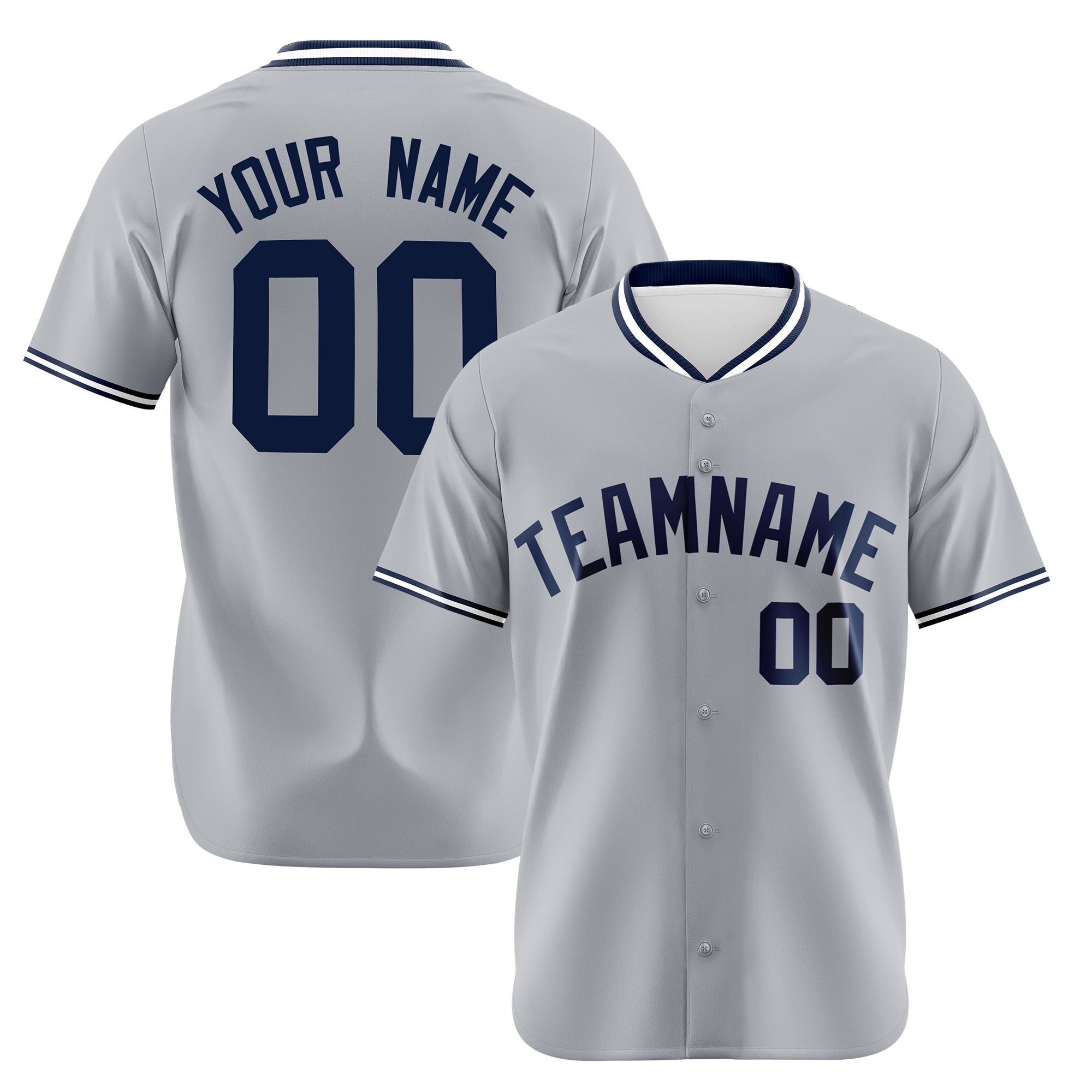 Custom Gray Navy White Authentic Baseball Jersey