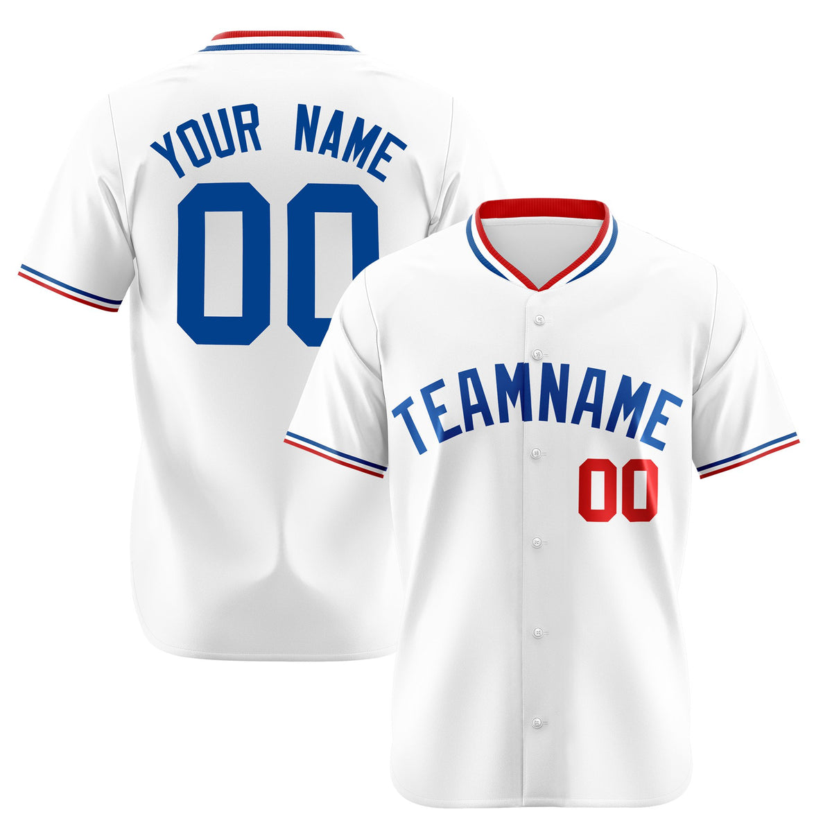 Custom White Red Blue Authentic Baseball Jersey