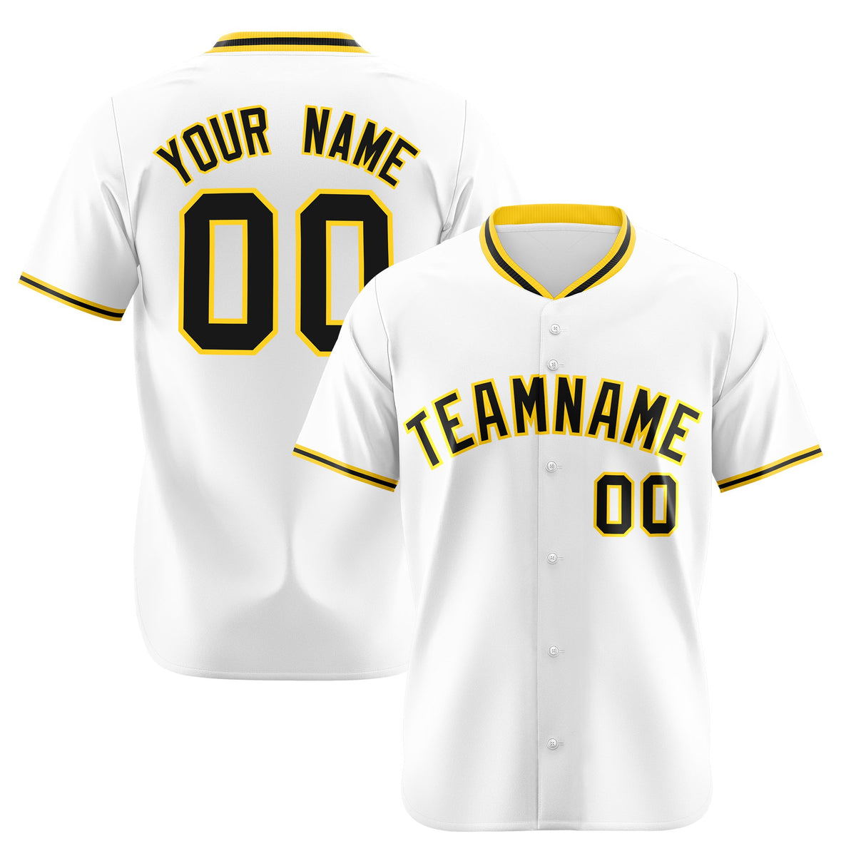 Custom White Yellow Black Authentic Baseball Jersey