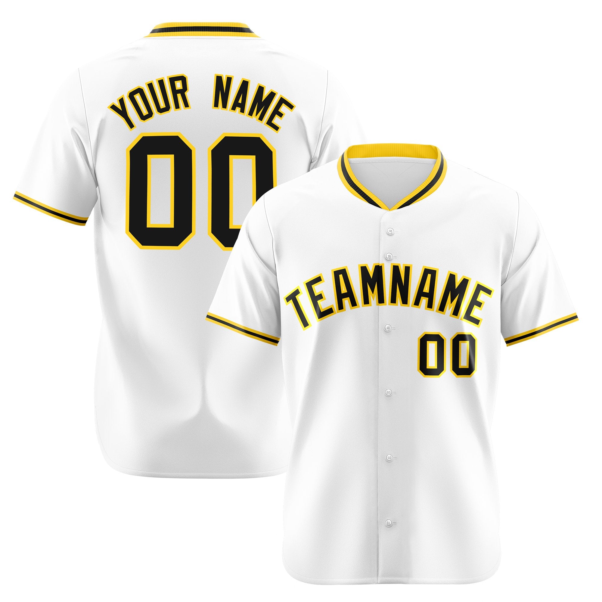 Custom White Yellow Black Authentic Baseball Jersey