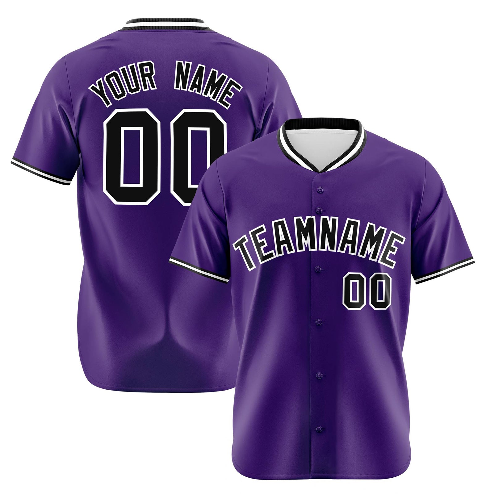 Custom Purple Black White Authentic Baseball Jersey