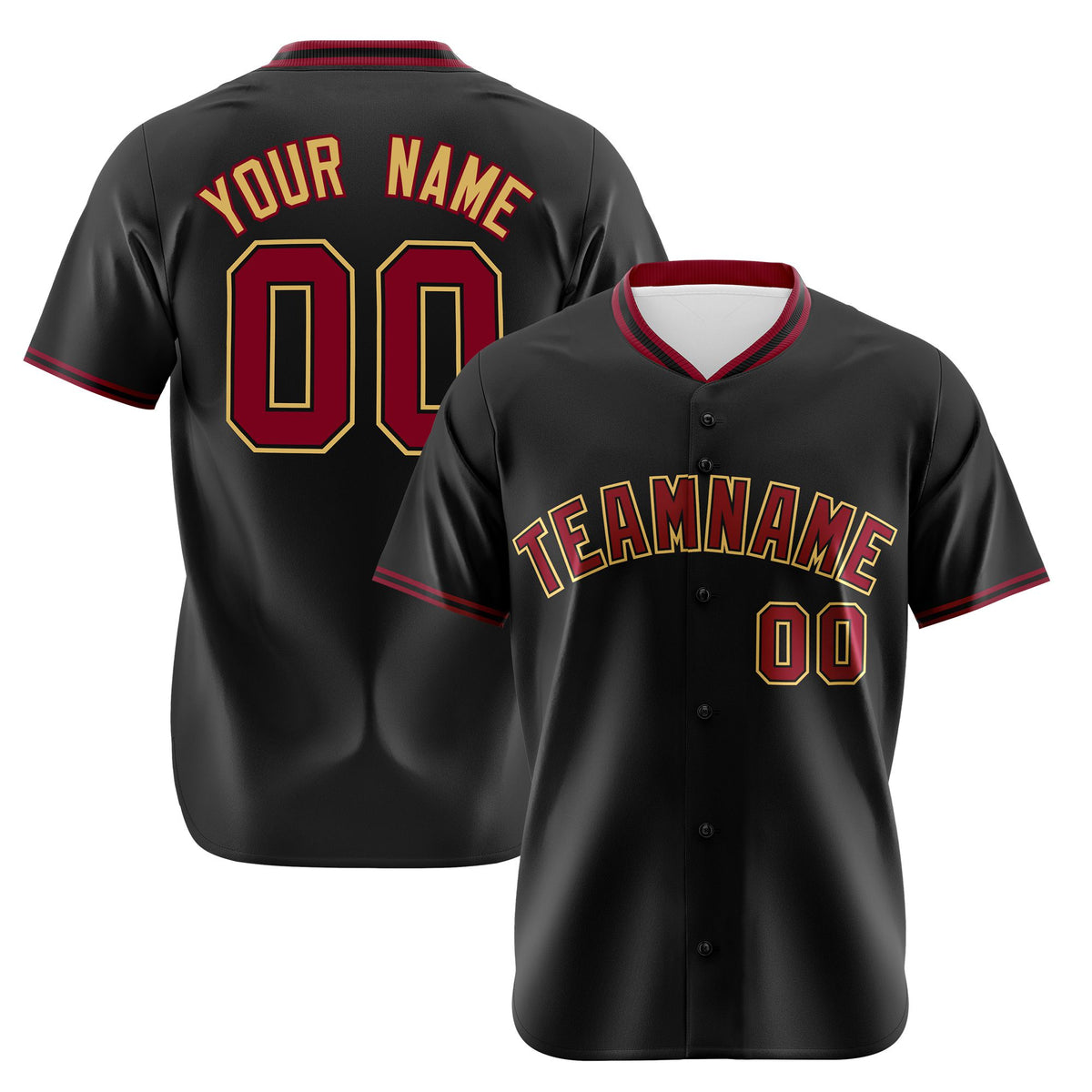 Custom Black Crimson Old Gold Authentic Baseball Jersey