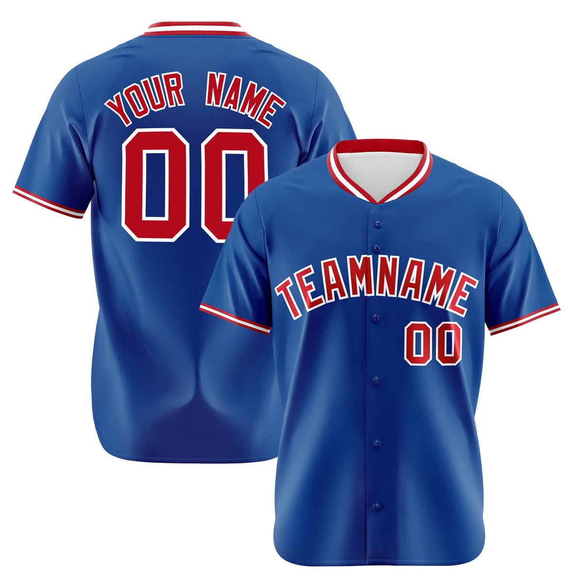 Custom Royal Blue Red White Authentic Baseball Jersey
