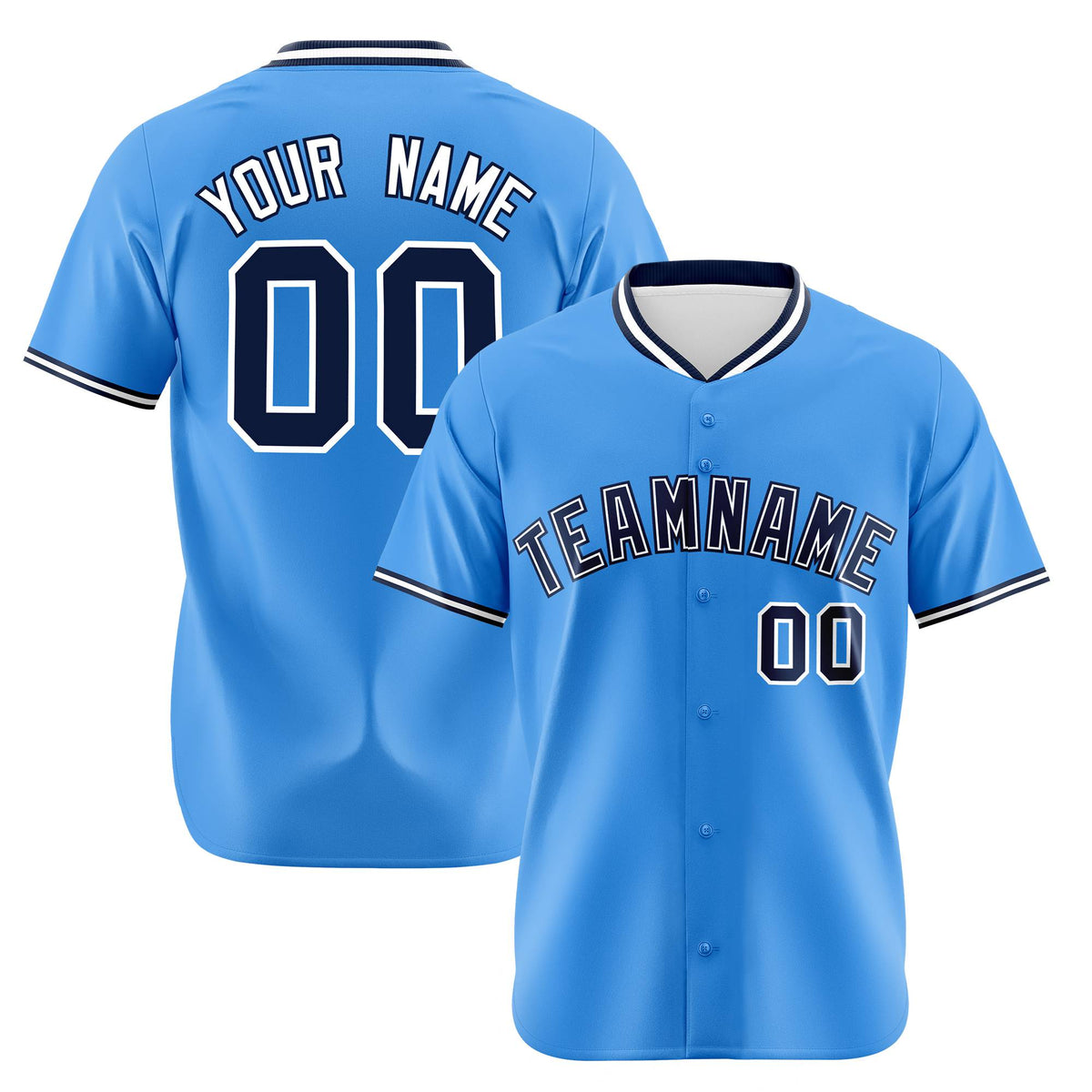 Custom Powder Blue Navy White Authentic Baseball Jersey