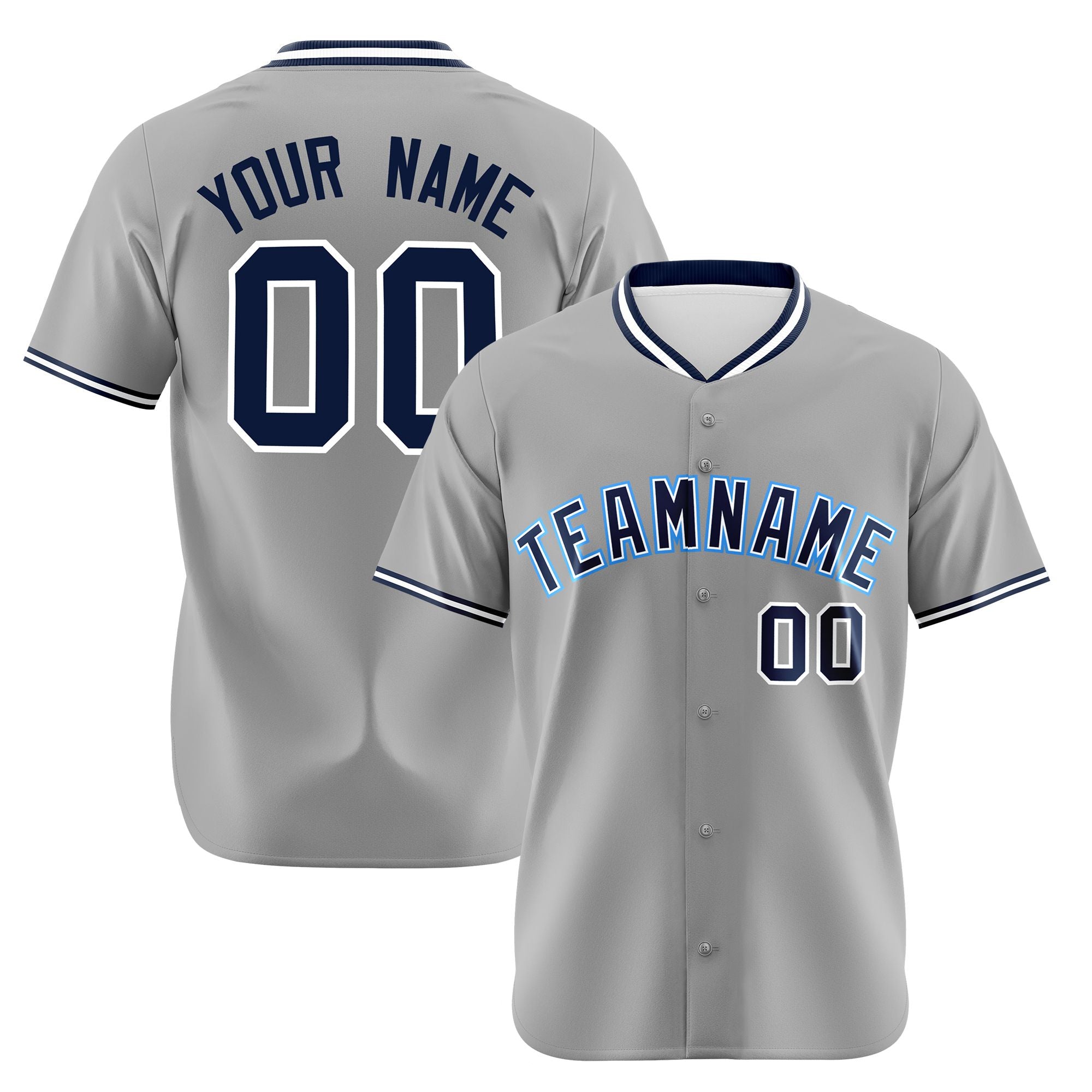 Custom Gray Navy White Authentic Baseball Jersey