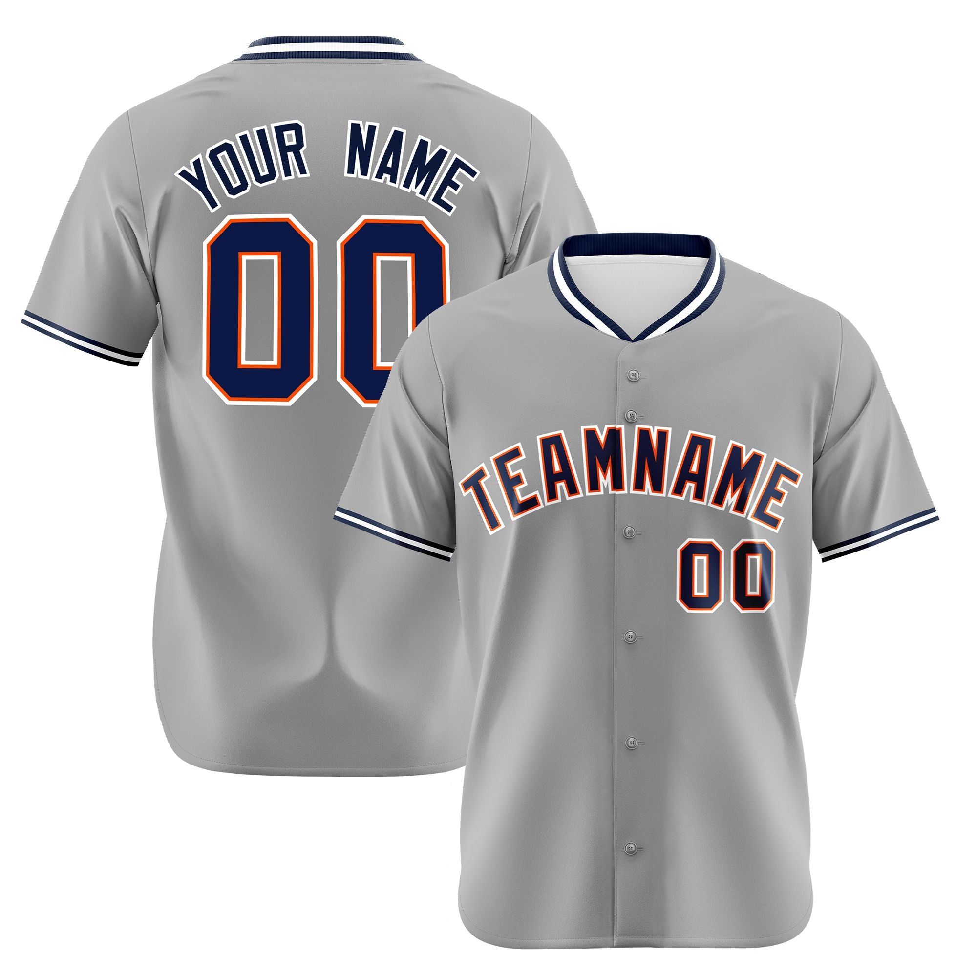 Custom Gray Orange Navy Authentic Baseball Jersey