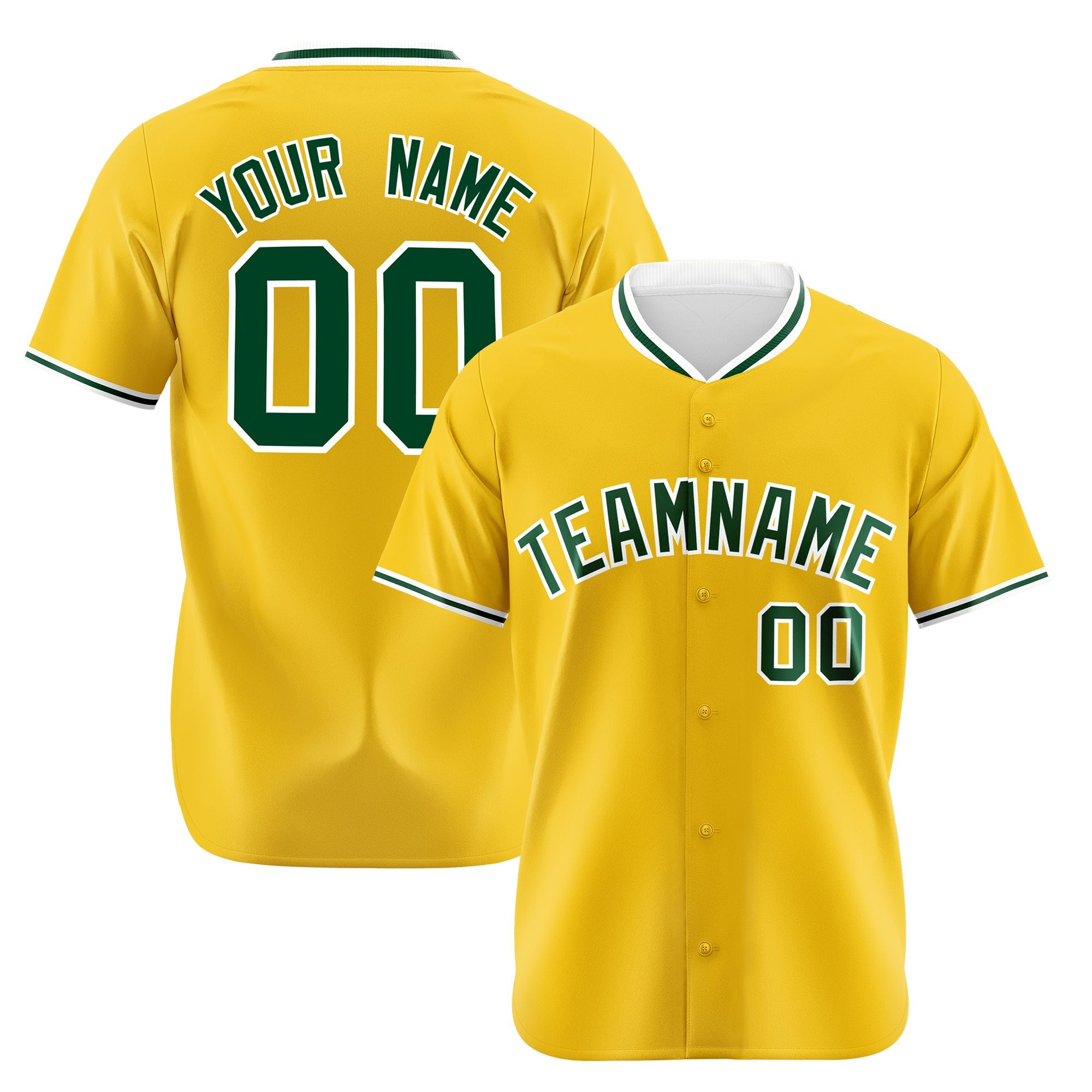 Custom Yellow Kelly Green White Authentic Baseball Jersey