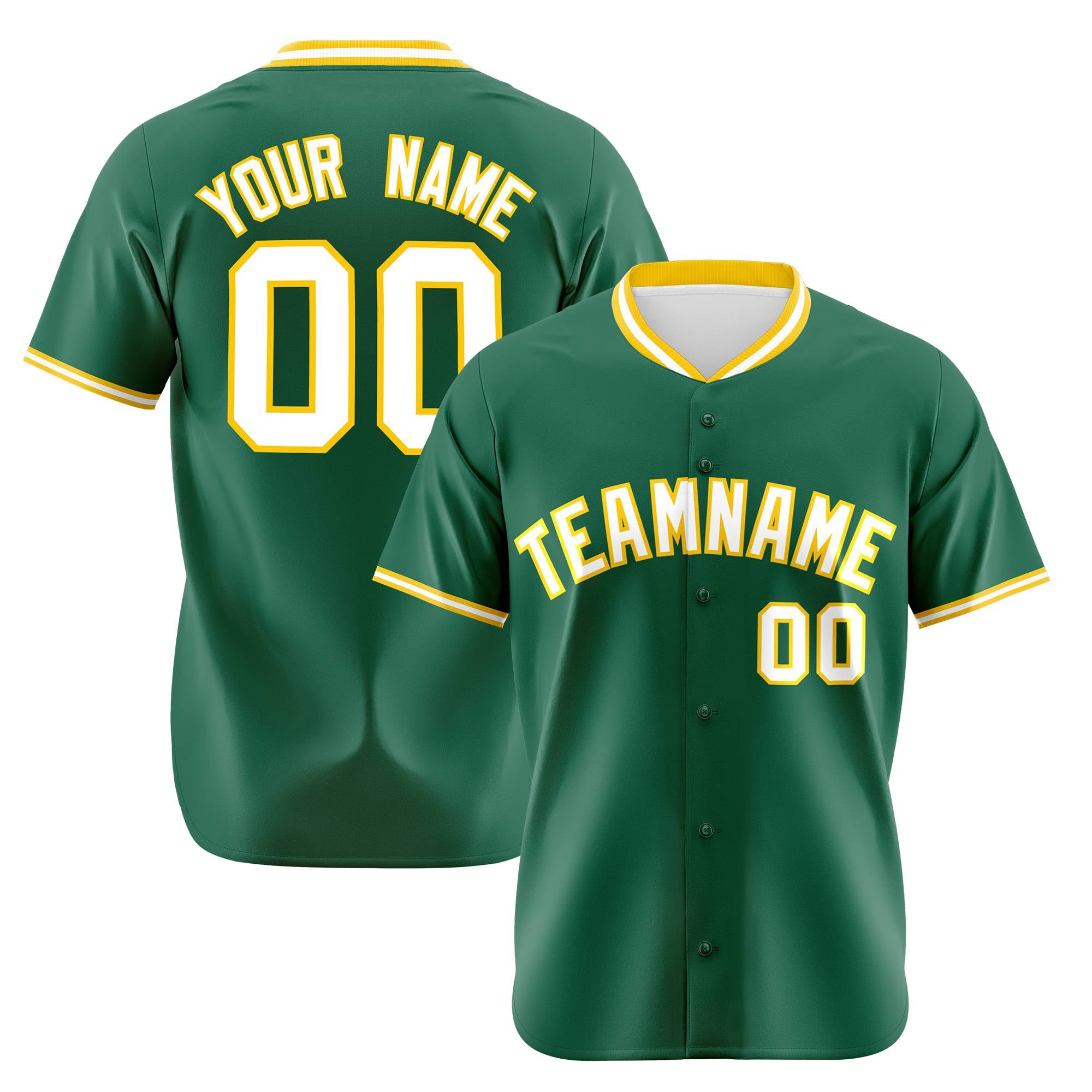 Custom Kelly Green Gold White Authentic Baseball Jersey