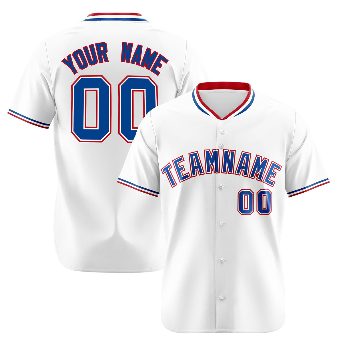 Custom White Royal Blue Red Authentic Baseball Jersey