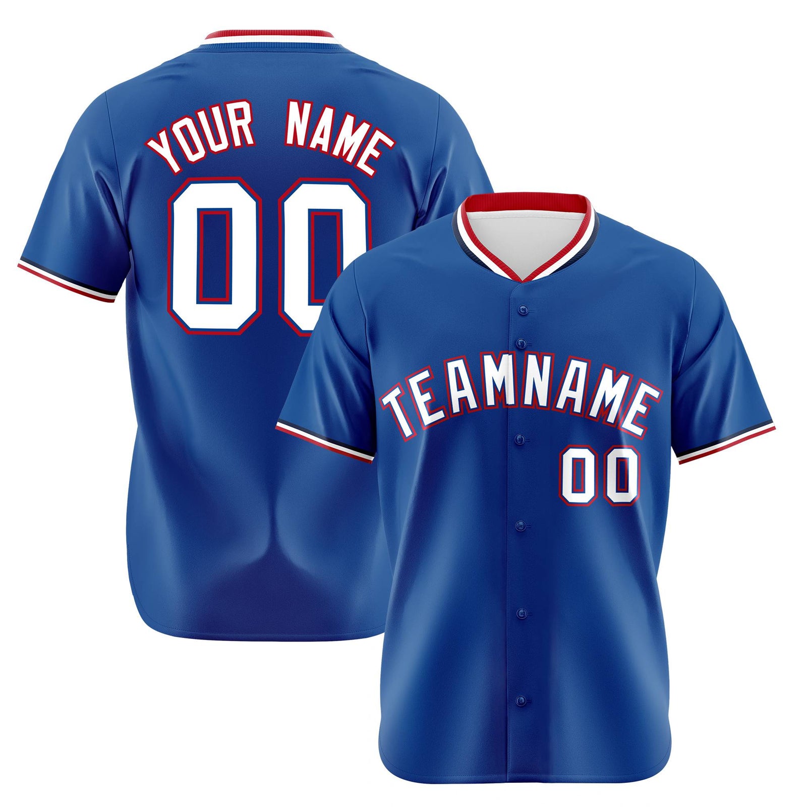 Custom Royal Blue Red White Authentic Baseball Jersey