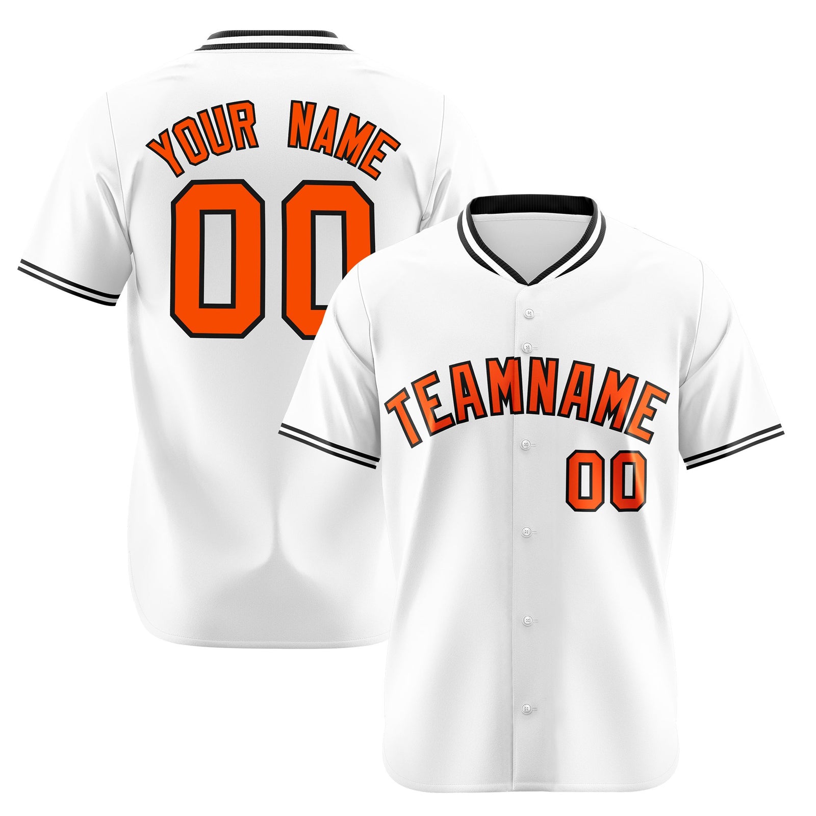 Custom White Orange Black Authentic Baseball Jersey