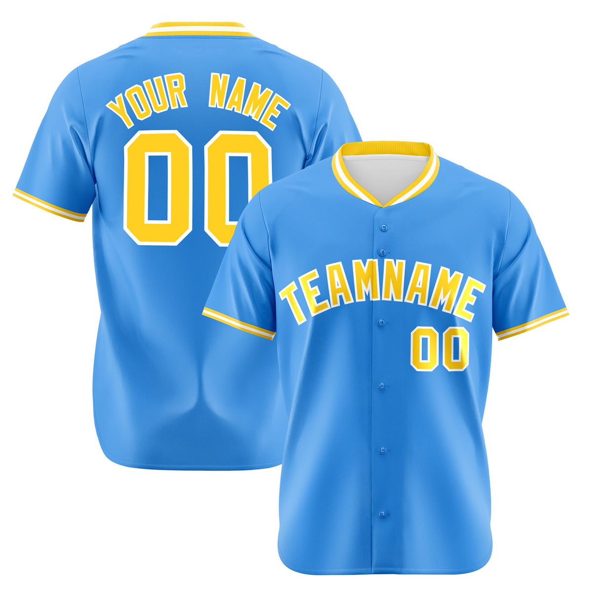 Custom Powder Blue Gold White Authentic Baseball Jersey