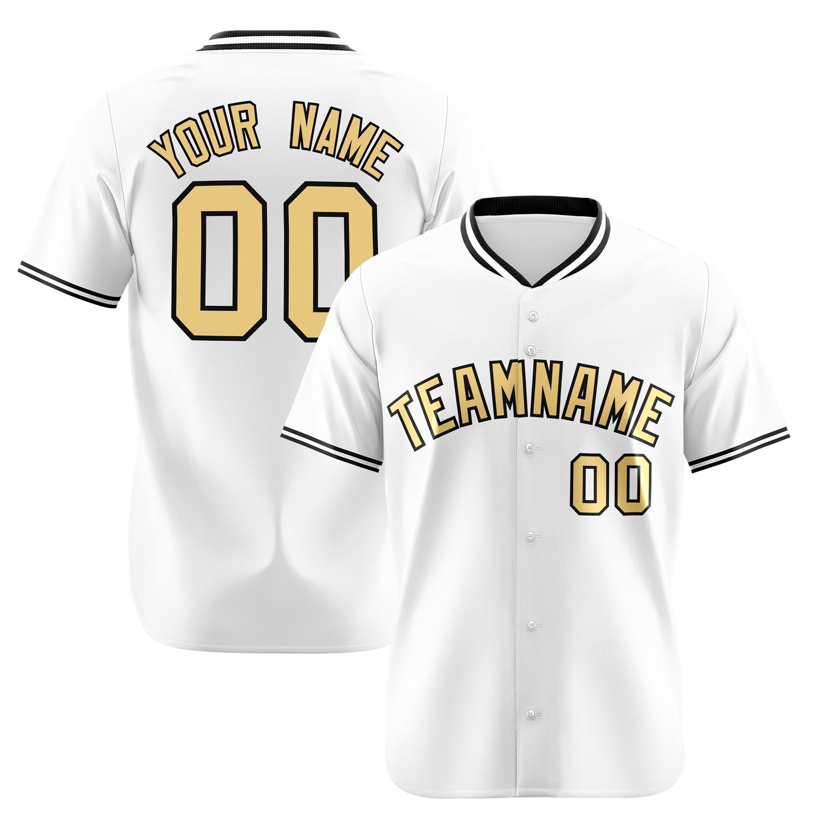 Custom White Khaki Black Authentic Baseball Jersey