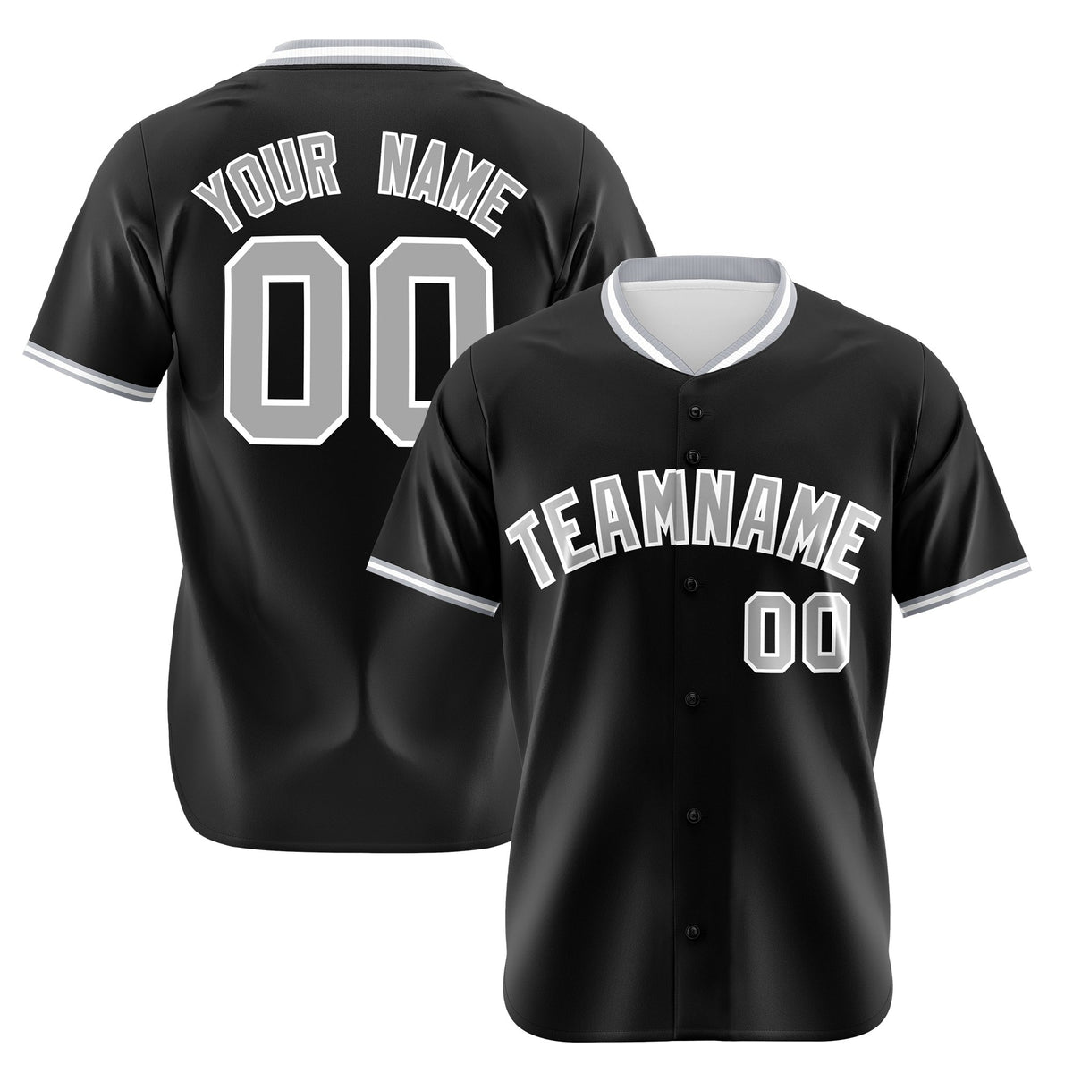 Custom Black Gray White Authentic Baseball Jersey