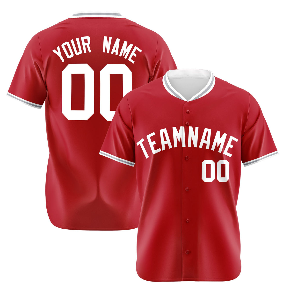 Custom Red Gray White Authentic Baseball Jersey