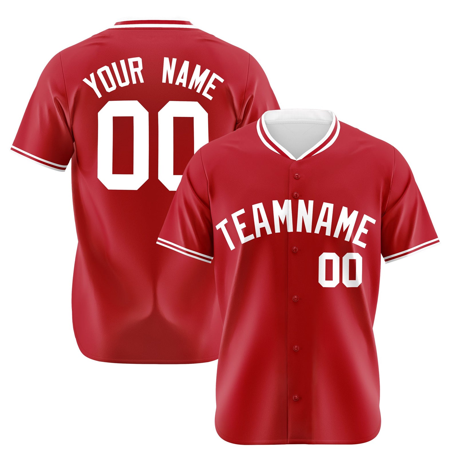 Custom Red White Authentic Baseball Jersey