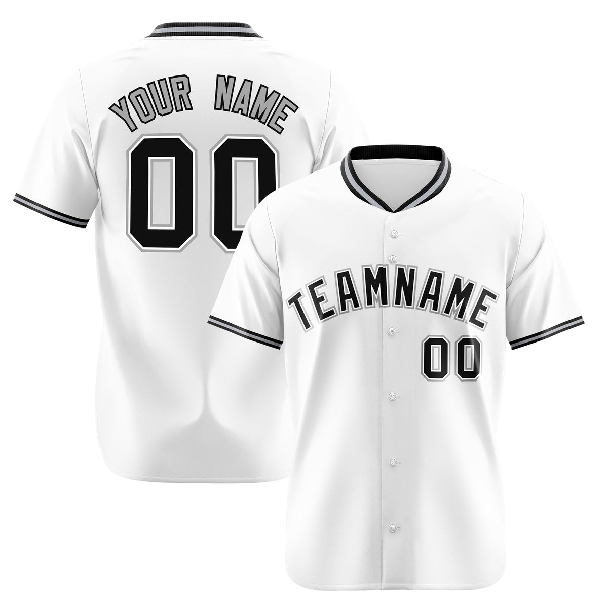 Custom White Black Authentic Baseball Jersey