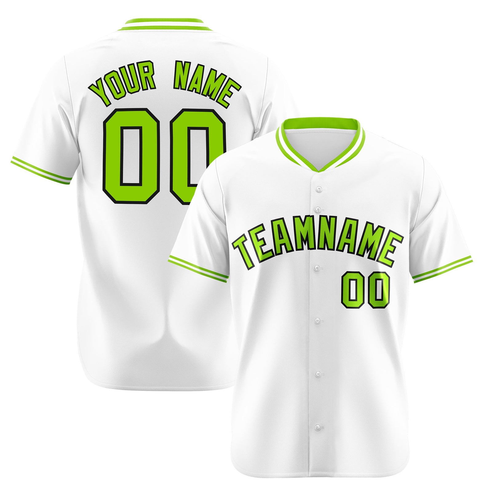 Custom White Neon Green Authentic Baseball Jersey