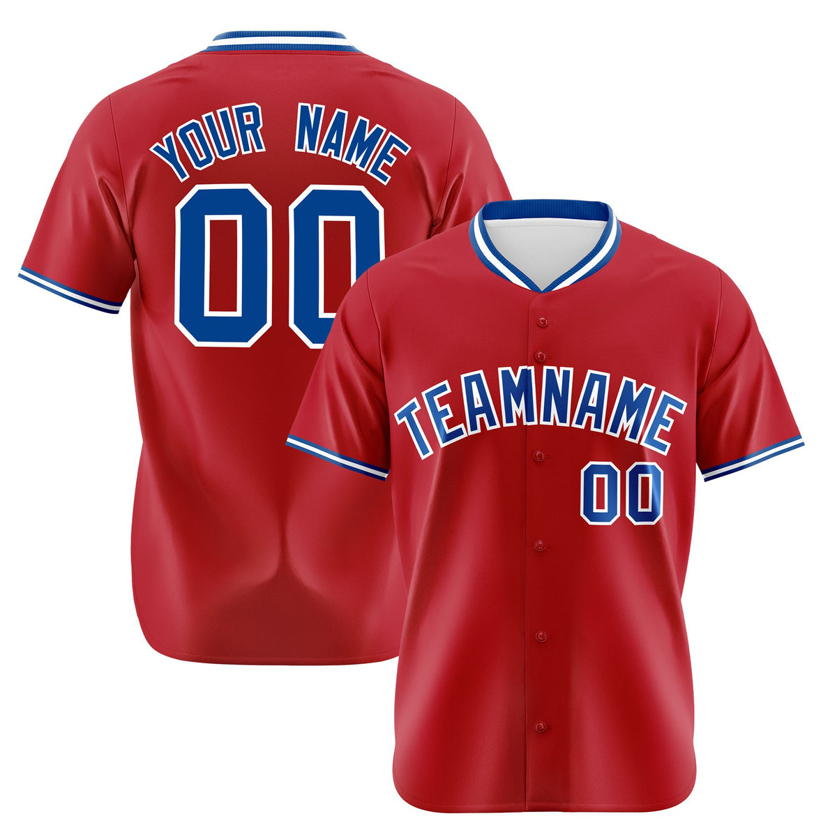 Custom Red Royal Blue White Authentic Baseball Jersey