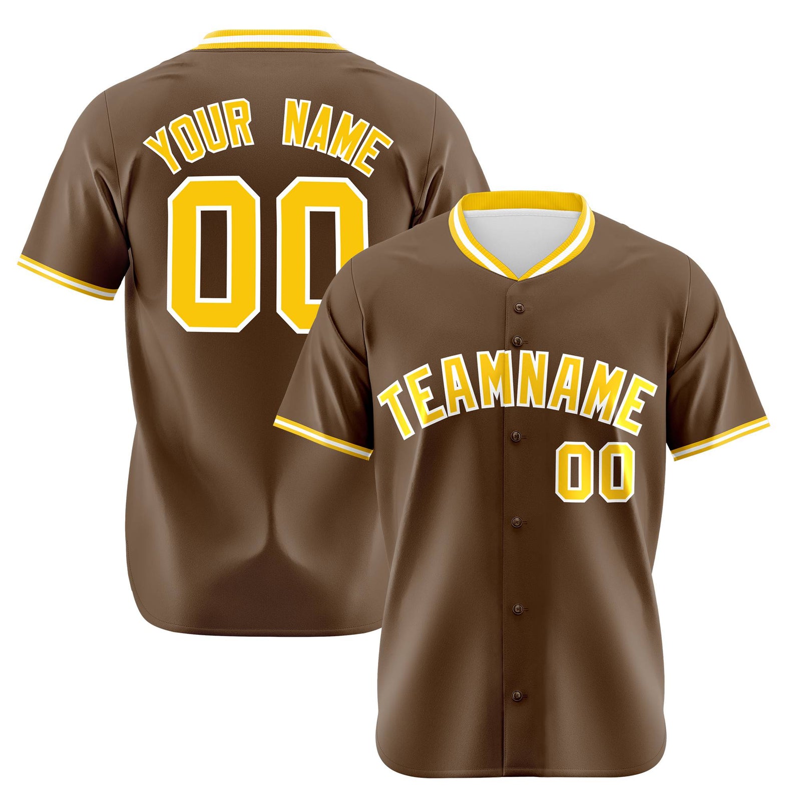 Custom Brown Gold White Authentic Baseball Jersey