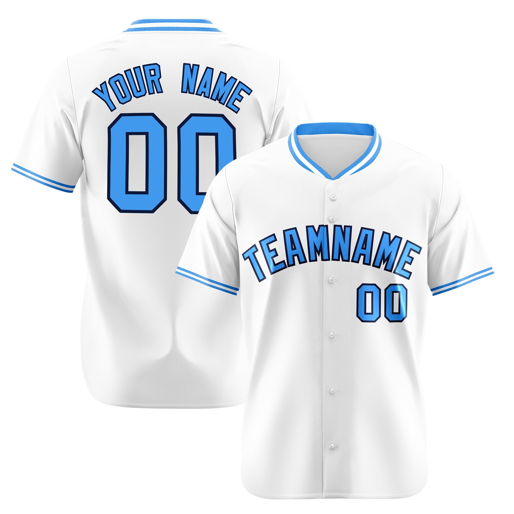 Custom White Light Blue Authentic Baseball Jersey