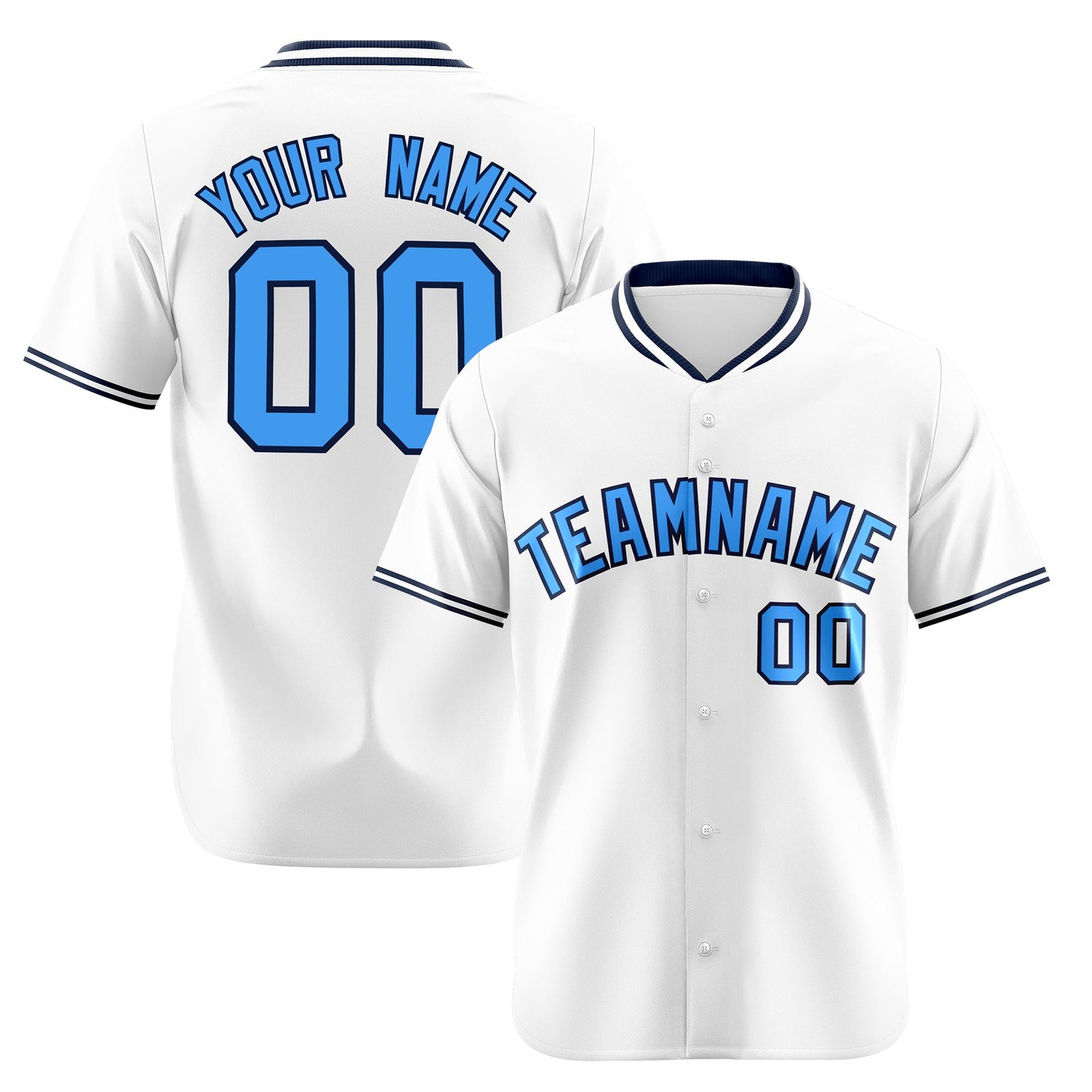 Custom White Powder Blue Black Authentic Baseball Jersey