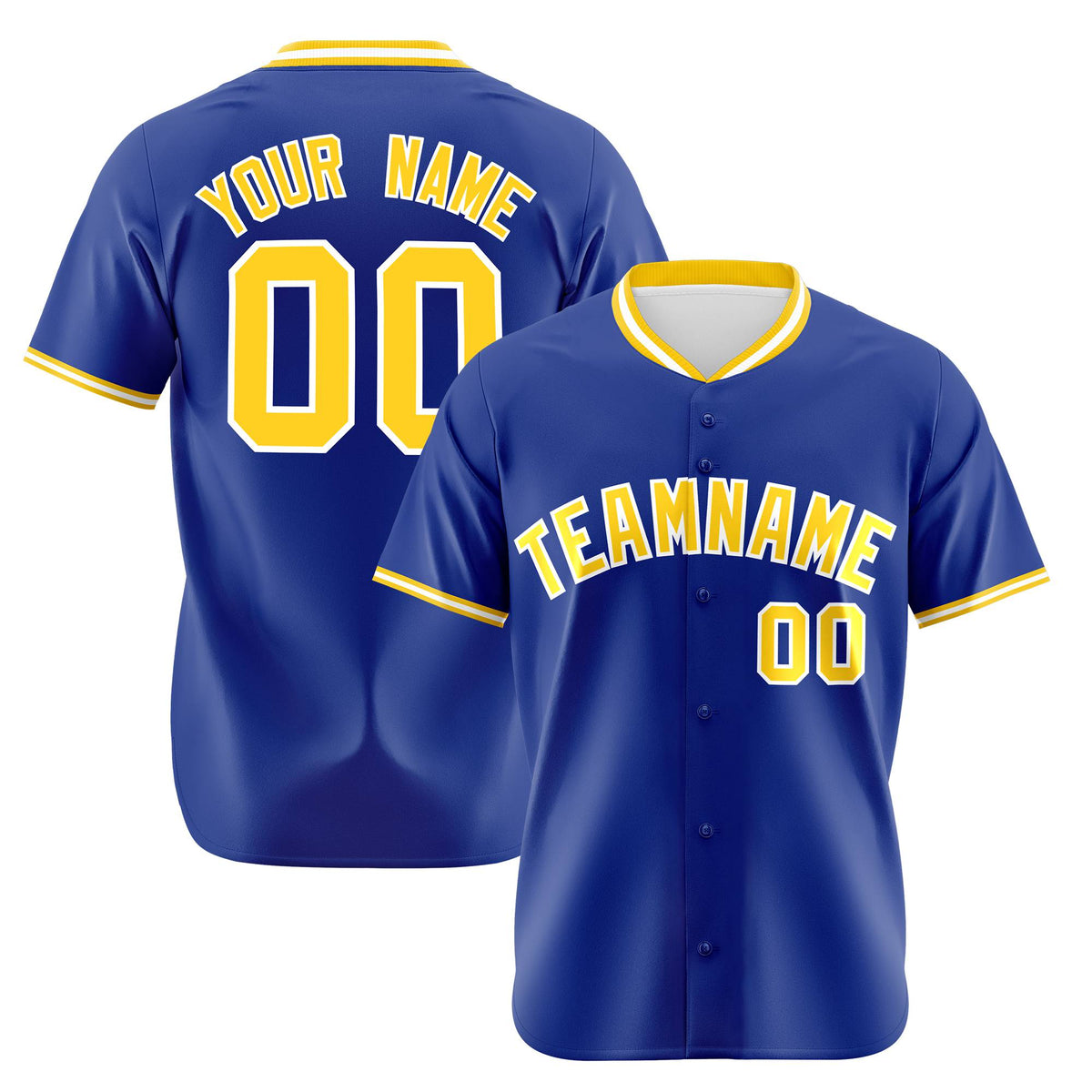 Custom Royal Blue Gold White Authentic Baseball Jersey