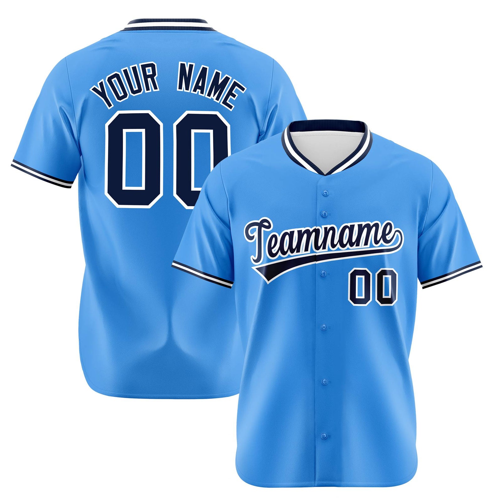 Custom Powder Blue Navy Authentic Baseball Jersey