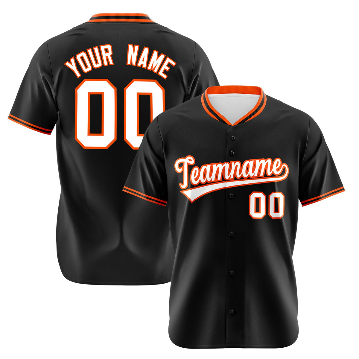 Custom Black Orange White Authentic Baseball Jersey