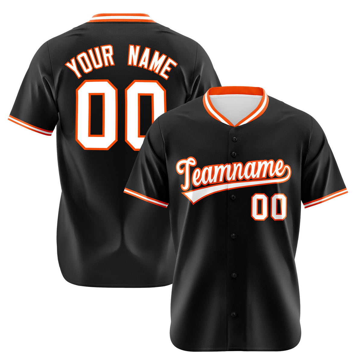 Custom Black Orange White Authentic Baseball Jersey