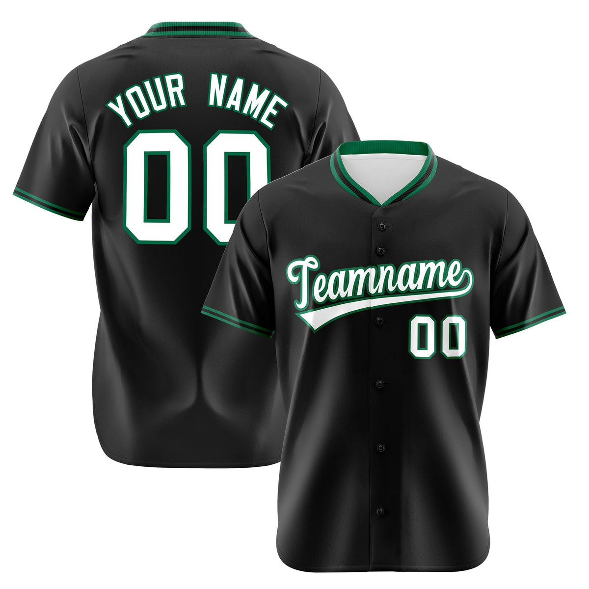 Custom Black Kelly Green White Authentic Baseball Jersey