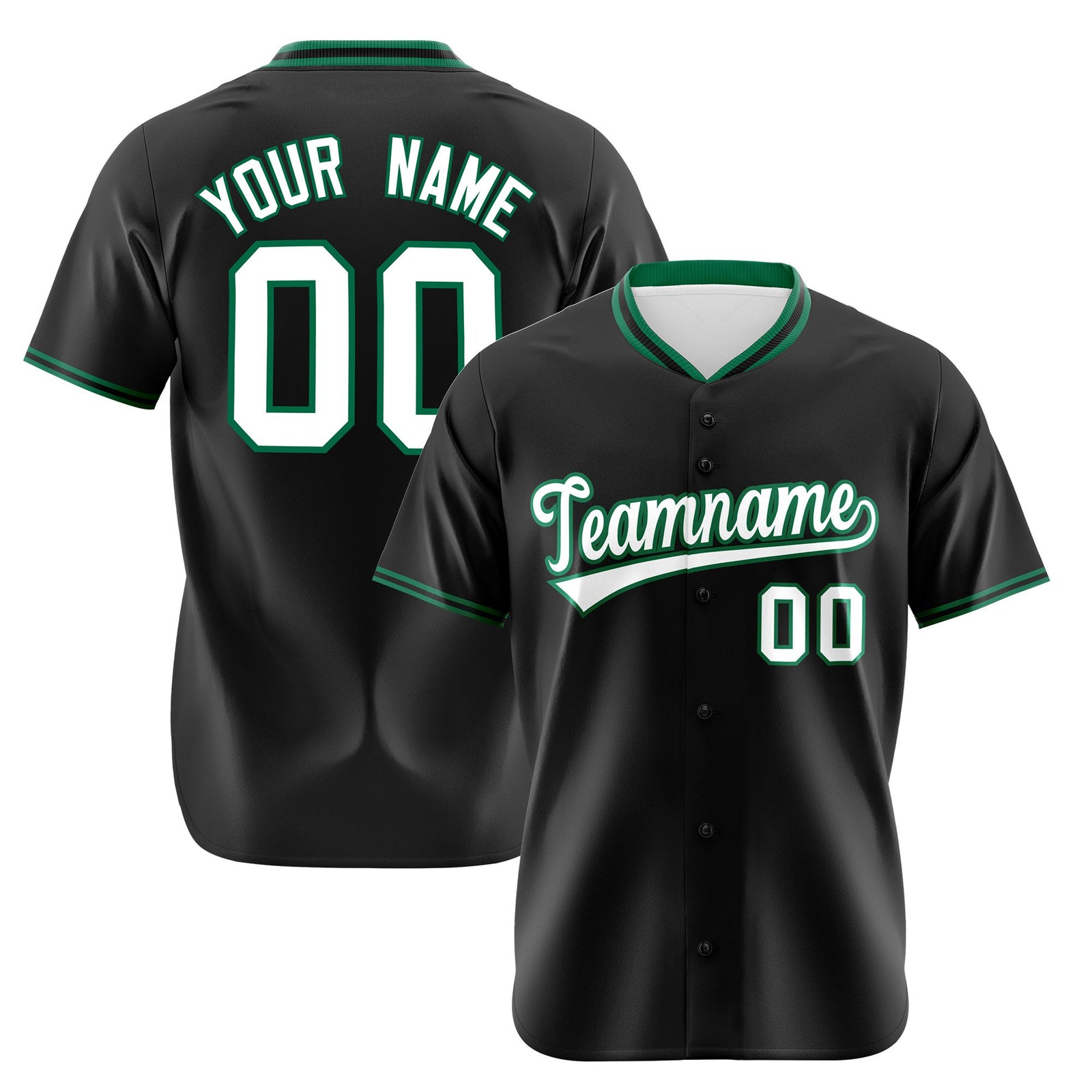 Custom Black Kelly Green White Authentic Baseball Jersey