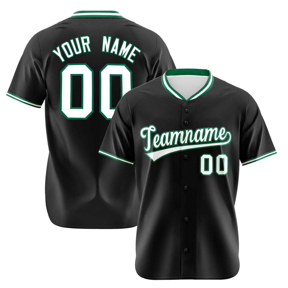 Custom Black Kelly Green White Authentic Baseball Jersey