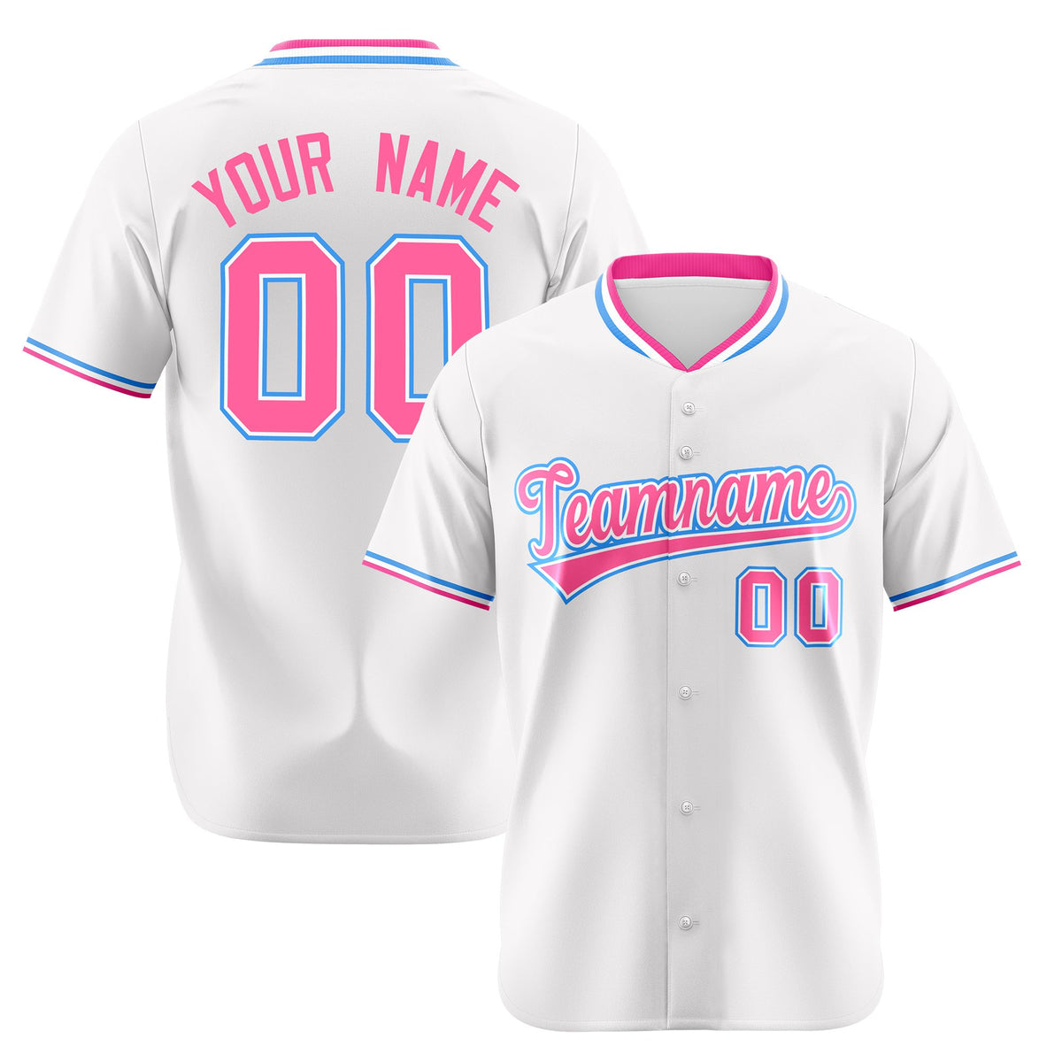 Custom White Pink Authentic Baseball Jersey